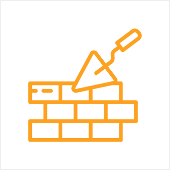 Brick wall with trowel icon illustration.