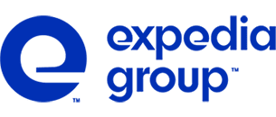 Expedia Group logo with blue text and a globe icon.